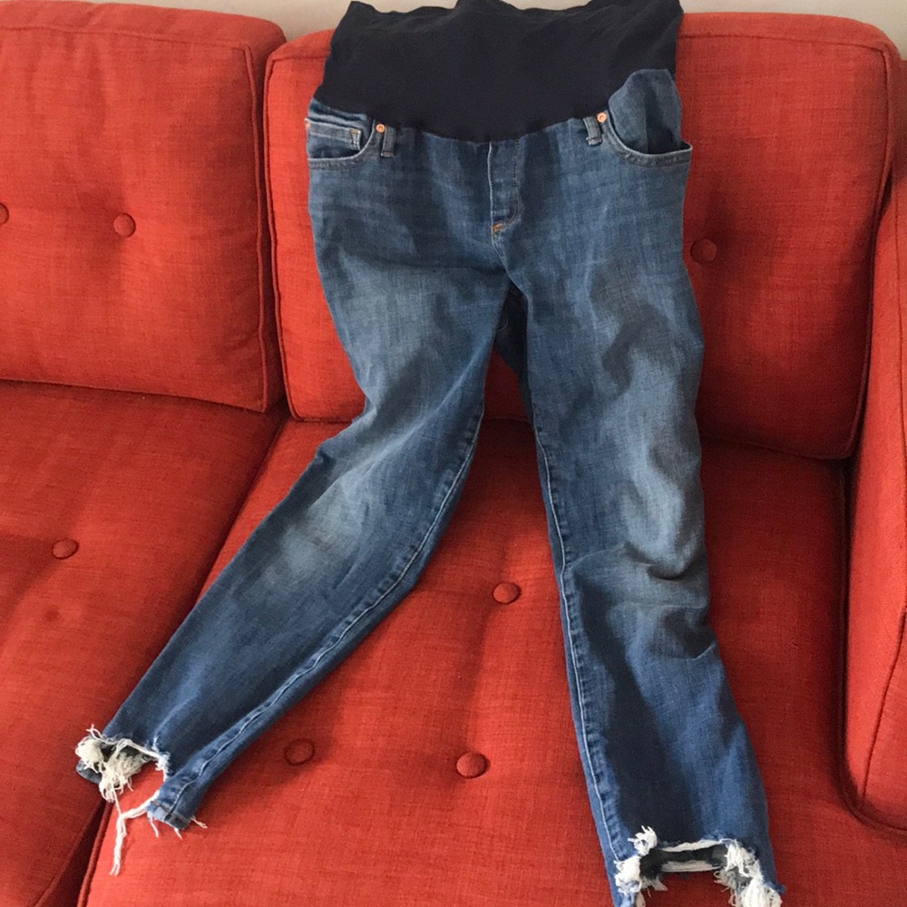Gap full panel maternity rough hem skinny jeans